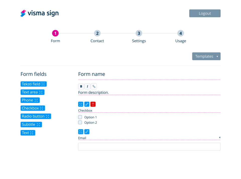 Visma Sign form tool with e-signing feature